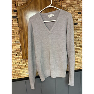 Vintage Christian Dior logo embroidered Grey Acrylic V-neck knit sweater sz XL